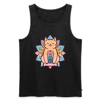 Sacred Geometry Spiritual Retro Cat - Men's Premium Organic Tank Top - black - Front - Michal (187cm)