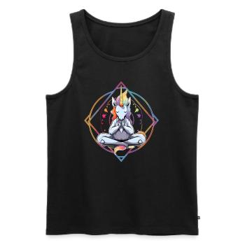 Méditation spirituelle de la licorne géométrie sacrée - Débardeur bio Premium Homme - noir - Devant - Michal (187cm)