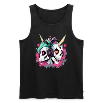 EDM Raver Unicorn Electonic Music DJ Rave - Männer Premium Bio Tank Top - Schwarz - Vorne - Michal (187cm)