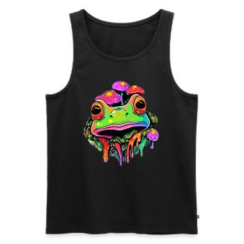 Psychédélique Trippy Arty Frog DJ EDM Rave - Débardeur bio Premium Homme - noir - Devant - Michal (187cm)