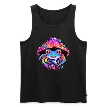 Festival psychédélique de Rave Frog EDM trippant - Débardeur bio Premium Homme - noir - Devant - Michal (187cm)