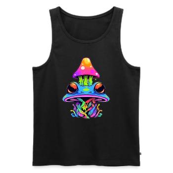 Champignon psychédélique EDM Festival Rave - Débardeur bio Premium Homme - noir - Devant - Michal (187cm)