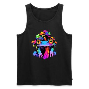 Trippy champignon psychédélique Art EDM Rave - Débardeur bio Premium Homme - noir - Devant - Michal (187cm)