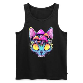 Trippy EDM Rave Psychedelic Mushroom Cat Party - Männer Premium Bio Tank Top - Schwarz - Vorne - Michal (187cm)