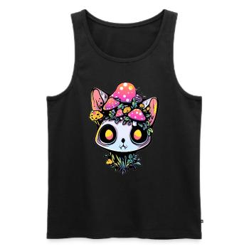 Chat Zombie Mignon Psychédélique Trippy Rave - Débardeur bio Premium Homme - noir - Devant - Michal (187cm)
