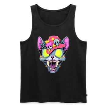 Fête Zombie Cat Psychédélique Festival Rave - Débardeur bio Premium Homme - noir - Devant - Michal (187cm)