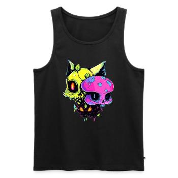 EDM Party Zombie Cat Psychedelic EDM Rave - Men's Premium Organic Tank Top - black - Front - AI Model Male 178 light (178cm)