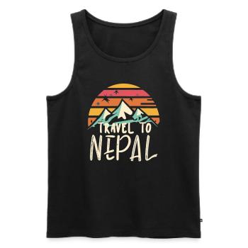 Retro Nepal Mountain Lover Travel to Nepal - Männer Premium Bio Tank Top - Schwarz - Vorne - Michal (187cm)