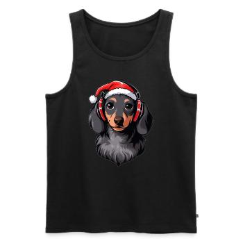Teckel de Noël amoureux des animaux - Débardeur bio Premium Homme - noir - Devant - Michal (187cm)