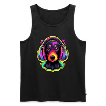 Musikliebhaber Niedlicher Dackel Hund DJ Dackel - Männer Premium Bio Tank Top - Schwarz - Vorne - AI Model Male 178 light (178cm)