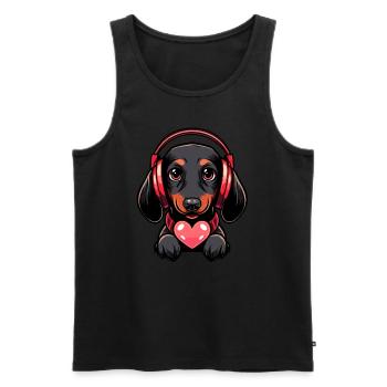 Teckel Amoureux des chiens EDM Party Teckel DJ - Débardeur bio Premium Homme - noir - Devant - Michal (187cm)