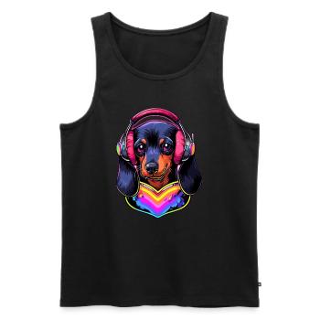 Teckel Dog Lover EDM Festival DJ - Débardeur bio Premium Homme - noir - Devant - Michal (187cm)