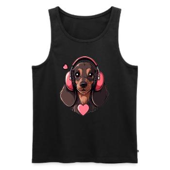 Teckel mignon chien DJ EDM Party teckel - Débardeur bio Premium Homme - noir - Devant - Michal (187cm)