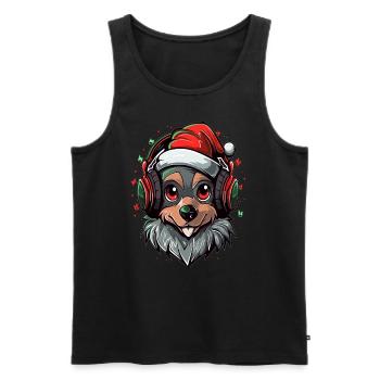 Amoureux des chiens Noël Teckel Party DJ Teckel - Débardeur bio Premium Homme - noir - Devant - Michal (187cm)