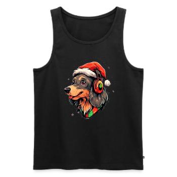 Mignon teckel Noël DJ Party - Débardeur bio Premium Homme - noir - Devant - Michal (187cm)
