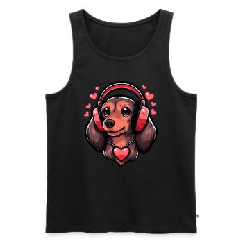 EDM Teckel Chien DJ Mélomane Teckel - Débardeur bio Premium Homme - noir - Devant - Michal (187cm)