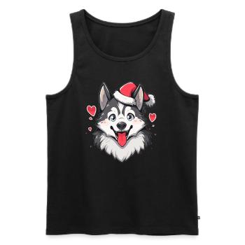 Christmas Party Hunsky Dog Lover Christmas - Men's Premium Organic Tank Top - black - Front - AI Model Male 178 light (178cm)