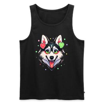 Husky Dog Love Siberian Husky Zynologe - Männer Premium Bio Tank Top - Schwarz - Vorne - AI Model Male 178 light (178cm)