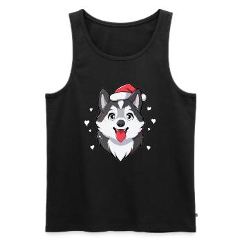 Weihnachts Husky Hundeliebhaber Sibirischer Husky - Männer Premium Bio Tank Top - Schwarz - Vorne - AI Model Male 178 light (178cm)