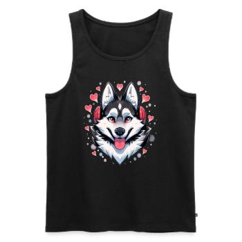 Dog Lover Husky EDM Party DJ - Men's Premium Organic Tank Top - black - Front - AI Model Male 178 light (178cm)