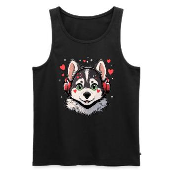 Party Hasky DJ Cute Rave - Men's Premium Organic Tank Top - black - Front - AI Model Male 178 light (178cm)