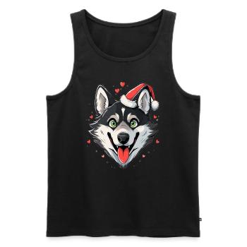Chrismas Party Husky Lover Groomer - Männer Premium Bio Tank Top - Schwarz - Vorne - AI Model Male 178 light (178cm)