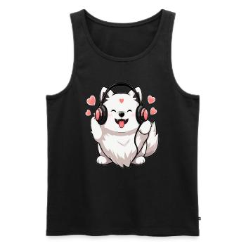 Cute EDM Rave Samoyed DJ - Men's Premium Organic Tank Top - black - Front - Michal (187cm)