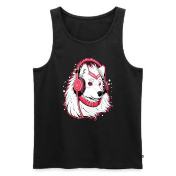 Party Samoyed EDM Rave DJ - Men's Premium Organic Tank Top - black - Front - Michal (187cm)