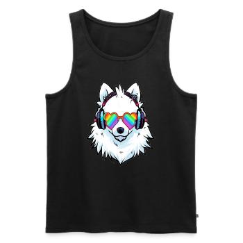 Arc-en-ciel Samoyède amoureux des chiens toiletteur pour chiens - Débardeur bio Premium Homme - noir - Devant - Michal (187cm)