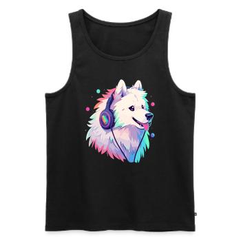Cute Samoyed DJ Electronic Music Festival - Männer Premium Bio Tank Top - Schwarz - Vorne - Michal (187cm)