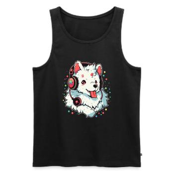 Party Samoyed DJ EDM Festival - Men's Premium Organic Tank Top - black - Front - Michal (187cm)