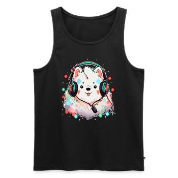 Christmas Party Samoyed DJ EDM Christmas - Men's Premium Organic Tank Top - black - Front - Michal (187cm)
