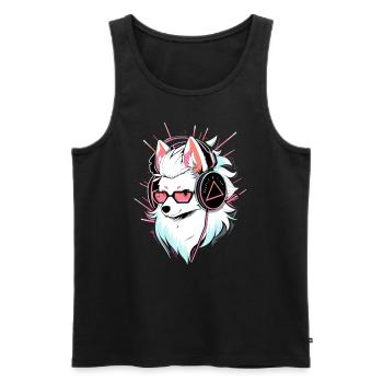 Cyberpunk Samoyed DJ Electronic Festival - Men's Premium Organic Tank Top - black - Front - Michal (187cm)