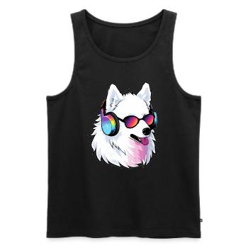 Samoyed DJ Dog Lovers Samoyed Groomer - Men's Premium Organic Tank Top - black - Front - Michal (187cm)