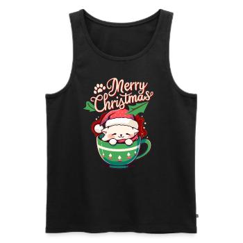 Weihnachtsfeier Cute Weihnachts Katze - Männer Premium Bio Tank Top - Schwarz - Vorne - AI Model Male 178 light (178cm)
