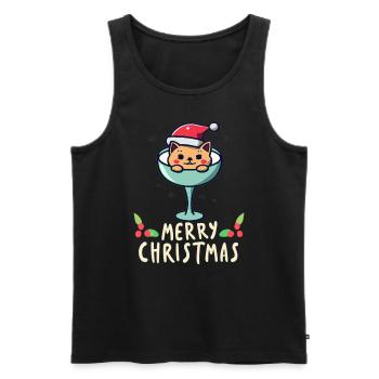 Winter Holiday Funny Christmas Cocktail Cat - Männer Premium Bio Tank Top - Schwarz - Vorne - Michal (187cm)