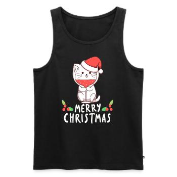 Niedliches Weihnachtsparty Katzen Winter Glühwein - Männer Premium Bio Tank Top - Schwarz - Vorne - Michal (187cm)