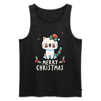 Retro Weihnachts Katzen Kostüm Winterferien - Männer Premium Bio Tank Top - Schwarz - Vorne - AI Model Male 178 light (178cm)