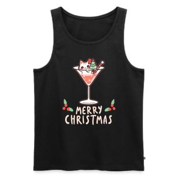 Weihnachtsfeier Katzen Winterferien Cocktail - Männer Premium Bio Tank Top - Schwarz - Vorne - AI Model Male 178 light (178cm)