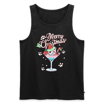 Christmas Cocktail Cat Winter Holiday Christmas - Männer Premium Bio Tank Top - Schwarz - Vorne - Michal (187cm)