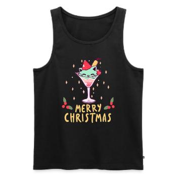 Cute Christmas Party Cat Winter Holiday Cocktail - Männer Premium Bio Tank Top - Schwarz - Vorne - Michal (187cm)