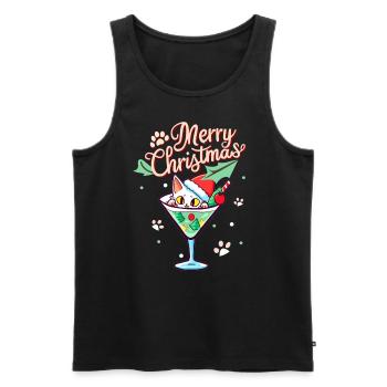 Lustiges Weihnachtsparty Chrismas Cocktail Kitty - Männer Premium Bio Tank Top - Schwarz - Vorne - AI Model Male 178 light (178cm)