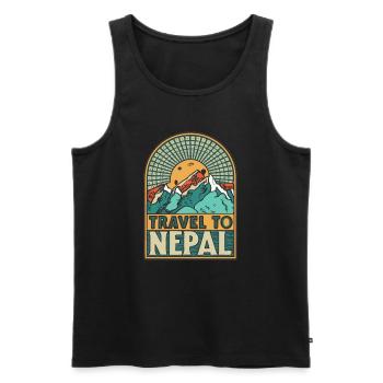 Travel to Nepal Mountain Lover Hiker - Männer Premium Bio Tank Top - Schwarz - Vorne - Michal (187cm)