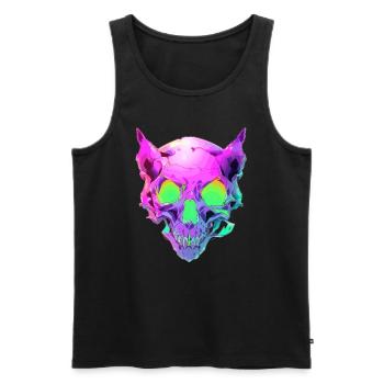 Festival de musique électronique Zombie Cat Rave - Débardeur bio Premium Homme - noir - Devant - AI Model Male 178 light (178cm)