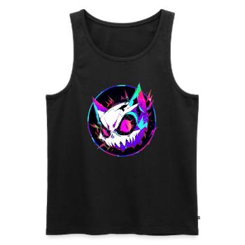 EDM Festival Rave Fête Psychédélique Cat Rave - Débardeur bio Premium Homme - noir - Devant - Michal (187cm)
