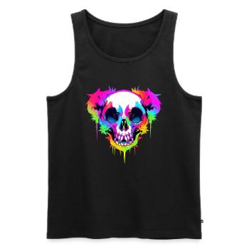 Trippy EDM Panda Techno Festival Rave - Männer Premium Bio Tank Top - Schwarz - Vorne - Michal (187cm)