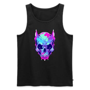 Rave Skull EDM Festival DJ Zombie Cat Trippy Party - Men's Premium Organic Tank Top - black - Front - AI Model Male 178 light (178cm)