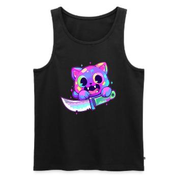 Cute Zombie Cat Electronic Music Festival DJ - Männer Premium Bio Tank Top - Schwarz - Vorne - Michal (187cm)