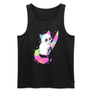 Fête EDM Cat Festival de musique électronique - Débardeur bio Premium Homme - noir - Devant - AI Model Male 178 light (178cm)