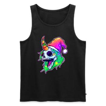 Fête de Noël tête de mort Licorne Noël hiver - Débardeur bio Premium Homme - noir - Devant - Michal (187cm)
